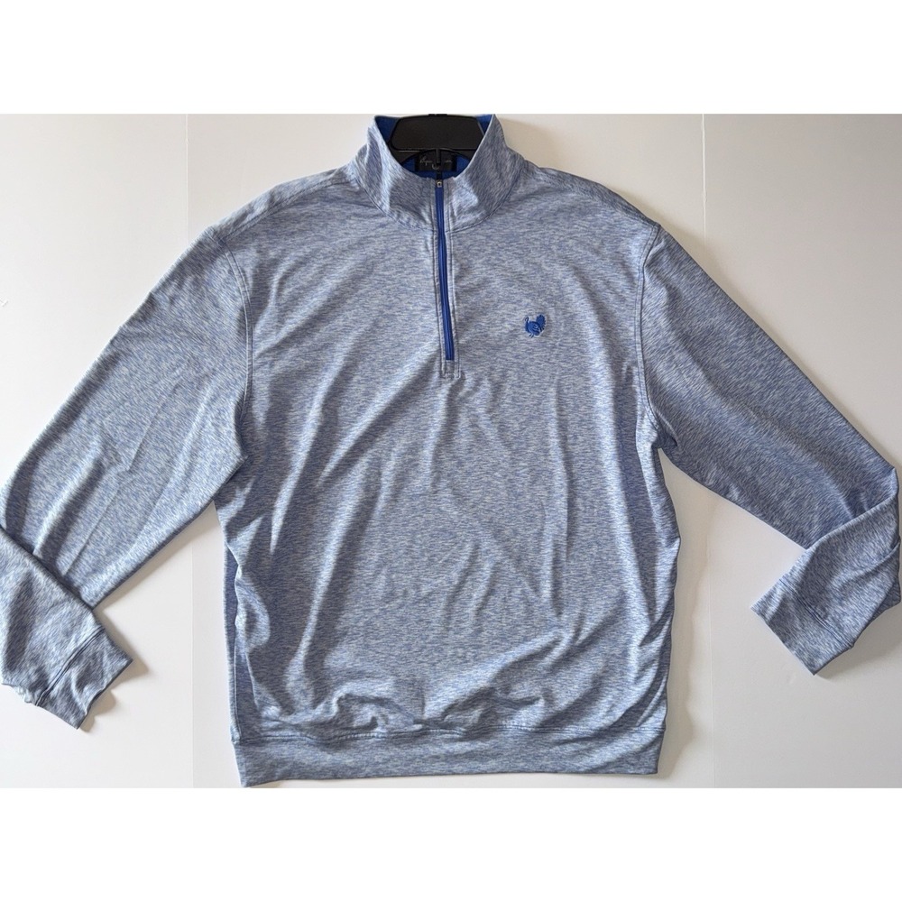Men's Large Byron Nelson Blue 1/4 Zip Mock Neck Pullover Long Sleeve Activewear